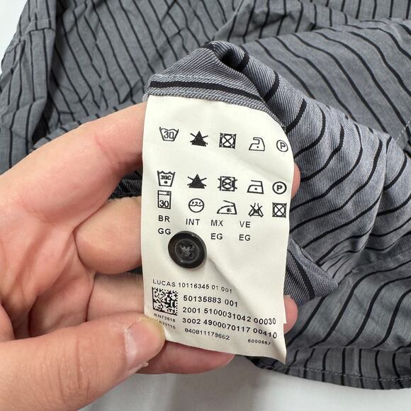 Boss Hugo Boss Shirt Mens X Large Grey Lucas Fitted Striped Button Down - Picture 4 of 8